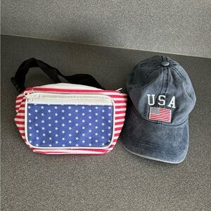USA bundle - baseball embroidered cap & fanny pack